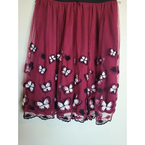 Girls Dress Burgundy & Black‎ with Butterflies Size 10 - Picture 6 of 7